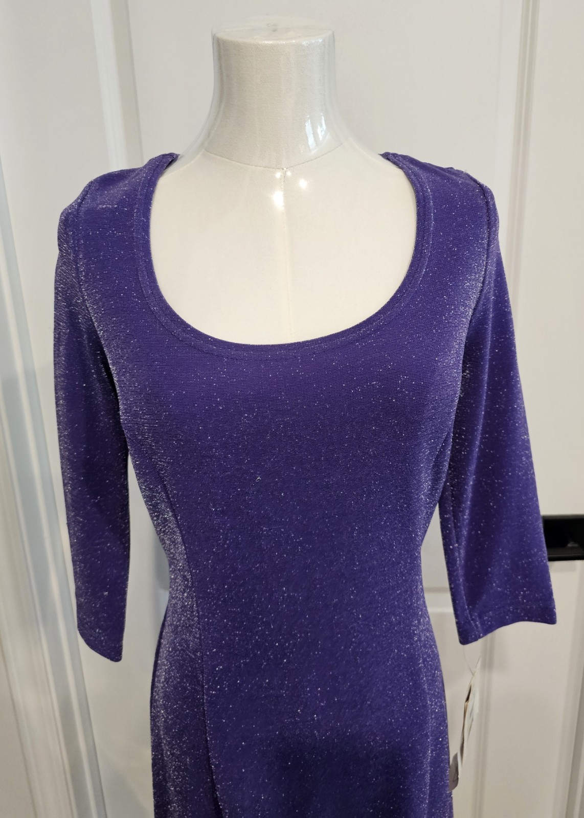 NWT Vintage Scott McClintock Purple/Silver Form Fitting Dress, Size 8