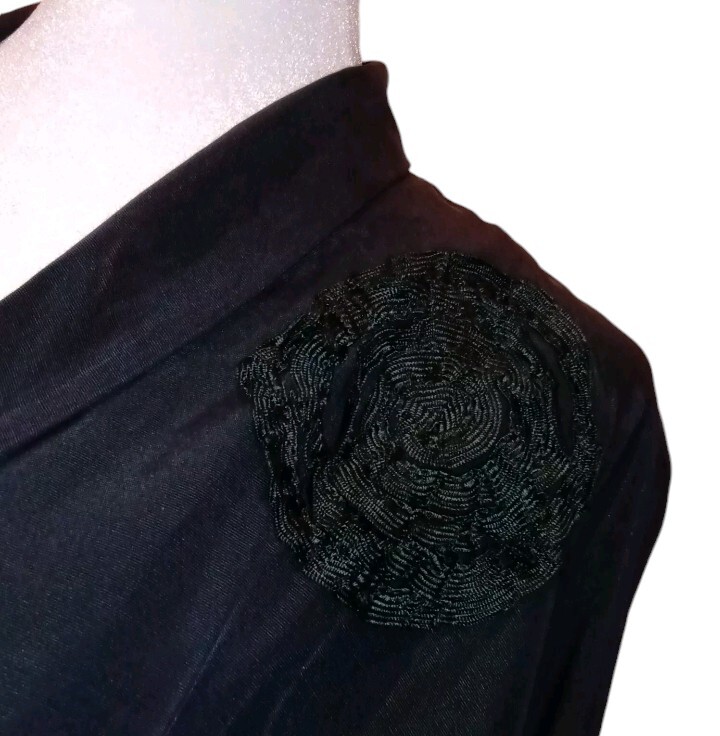 VTG 40s/50s Carol Curtis Original Jet Black Very Fine Faille Fabric Jacket M