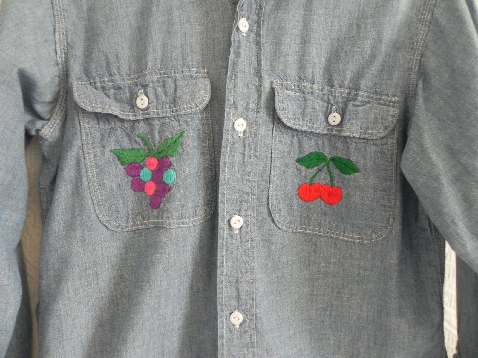Vtg JC Penny Big Mac Button Up Shirt Long Sleeve 100% Cotton Embroidery Size L