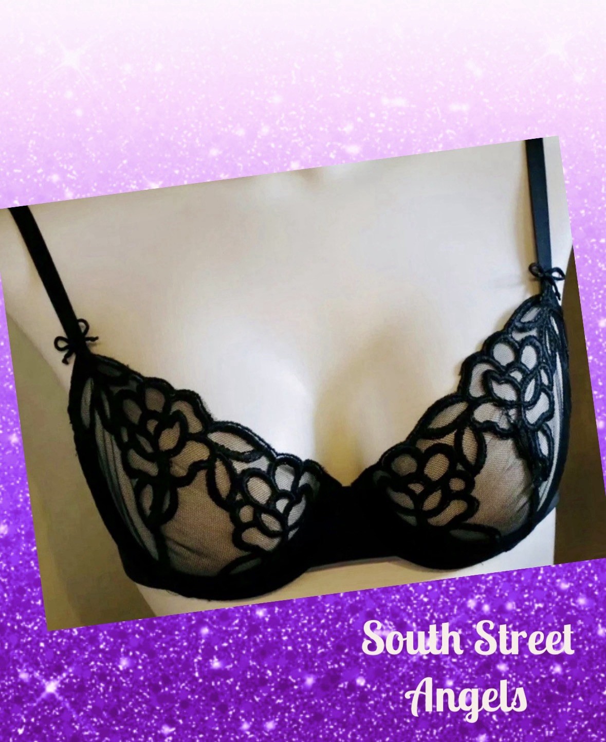 VINTAGE WACOAL 65781 ~ BLACK ~ SEDUCTRESS SHEER DEMI UNDERWIRE BRA ~ 36C