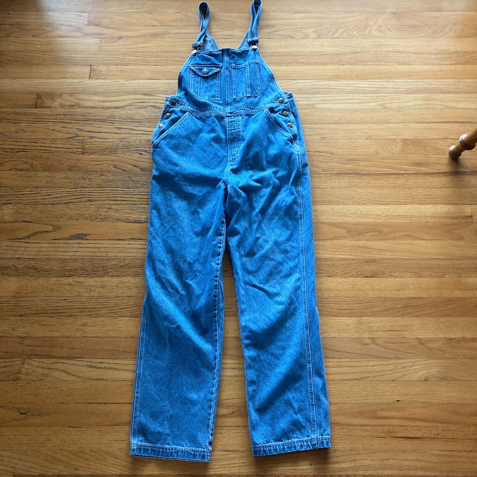 VINTAGE 1980s/1990s LL BEAN DENIM JEAN OVERALLS BLUE INDIGO jumpsuit vtg Womens