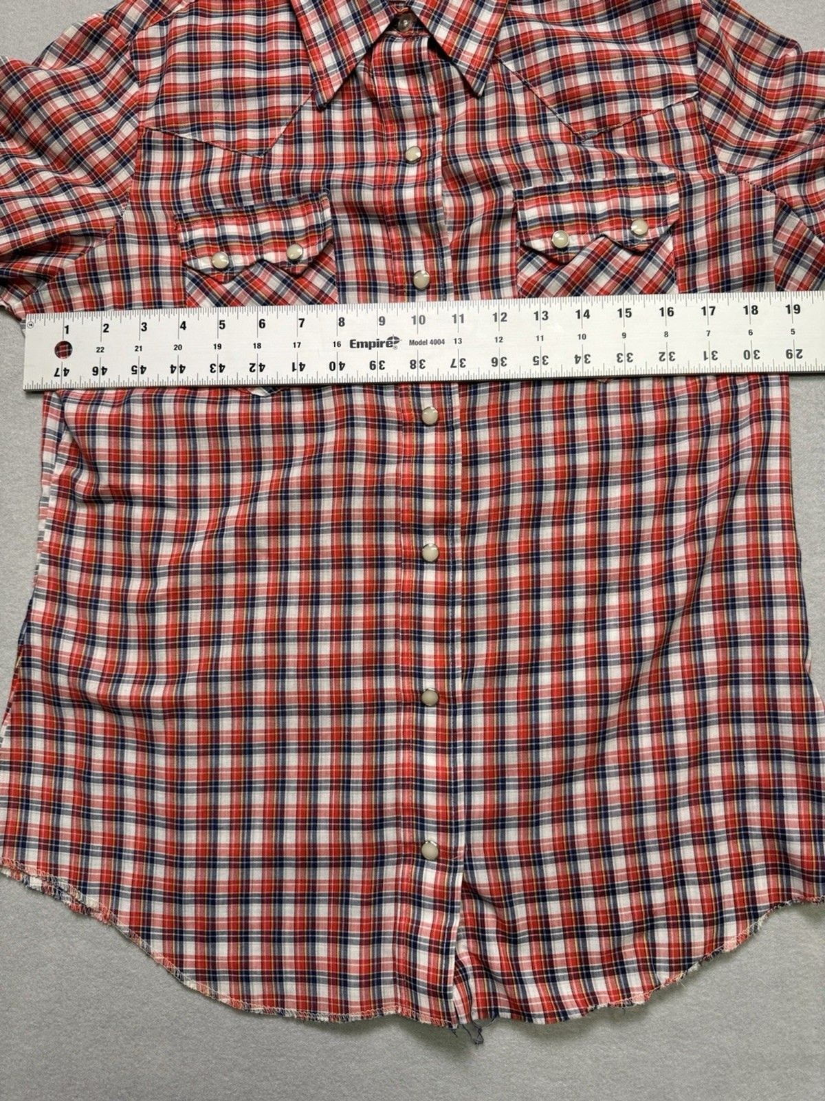 Vintage Dee Cee Brand Western Pearl Snap Shirt Women’s 13/14-36 Red Plaid USA