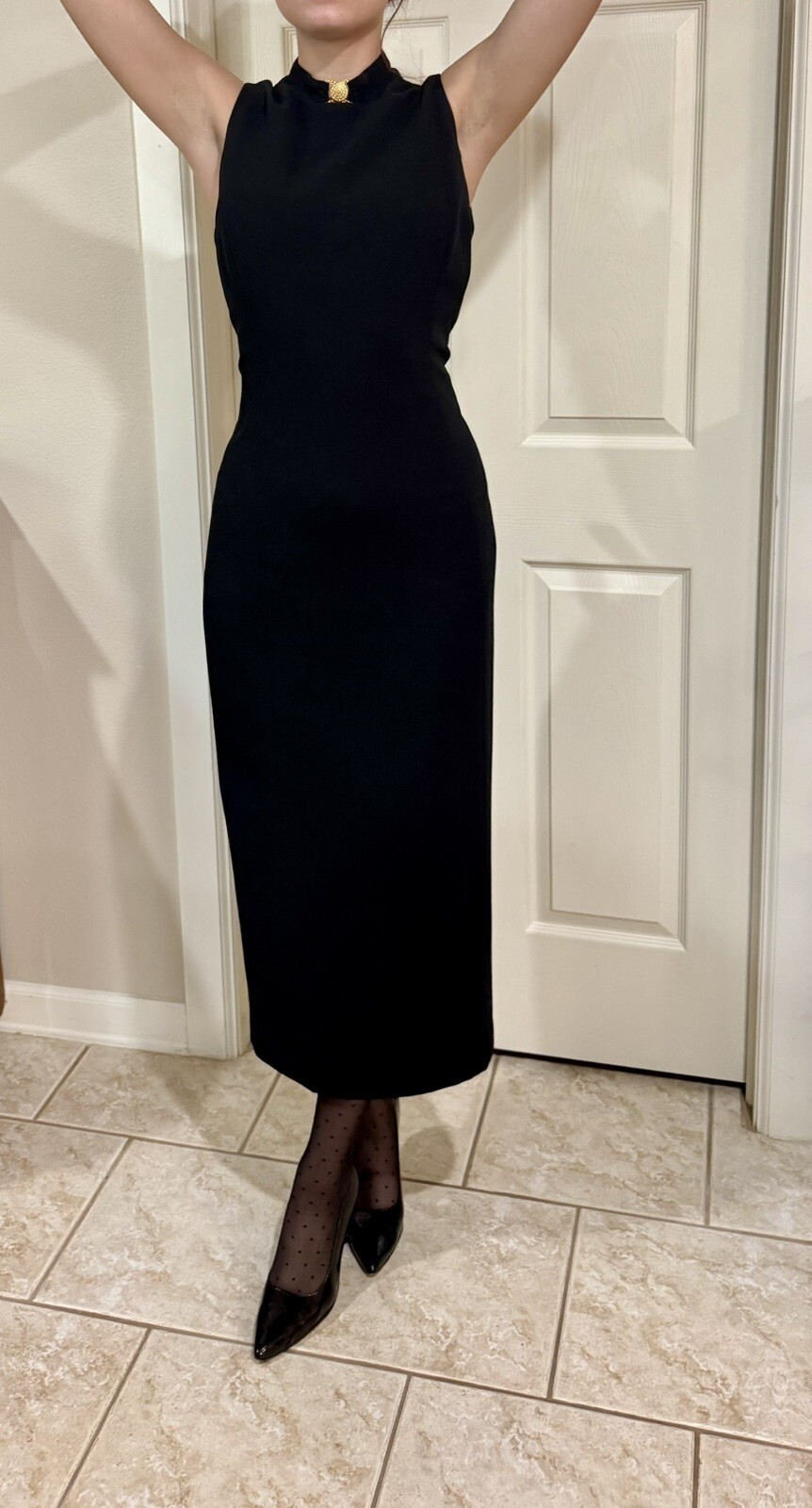 Vtg 90’s EVAN PICONE Black Maxi Cocktail Dress Size 12 with
