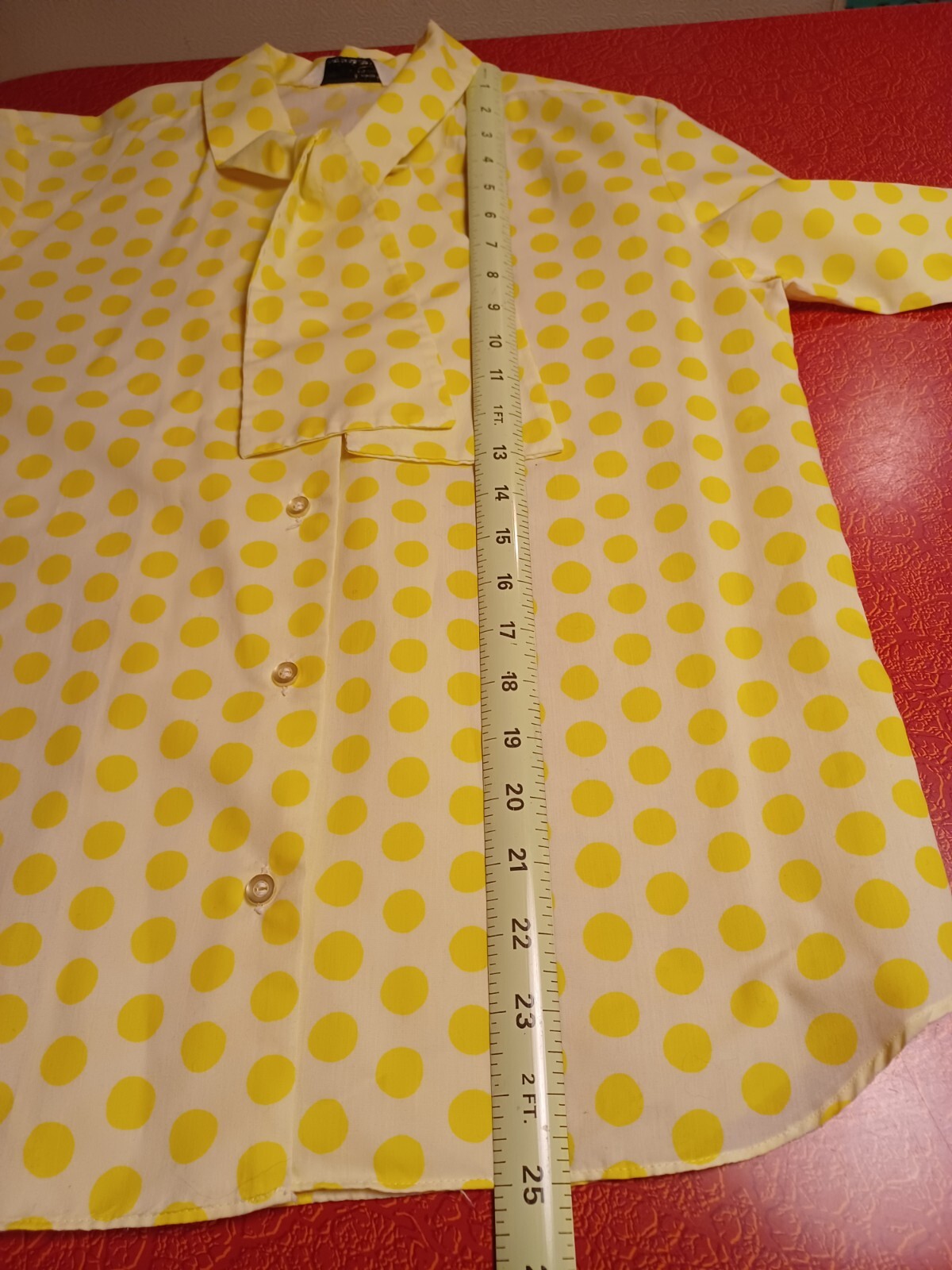 True Vintage Mid-century 1960s Yellow Polka Dot Brentshire Blouse Shirt MCM Mod