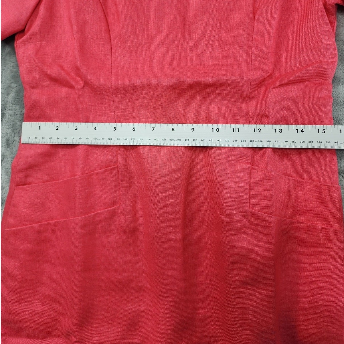 Vintage 90s Ellen Ashley Dress Womens 6 PETITE Linen Short Sleeve Sheath Pockets