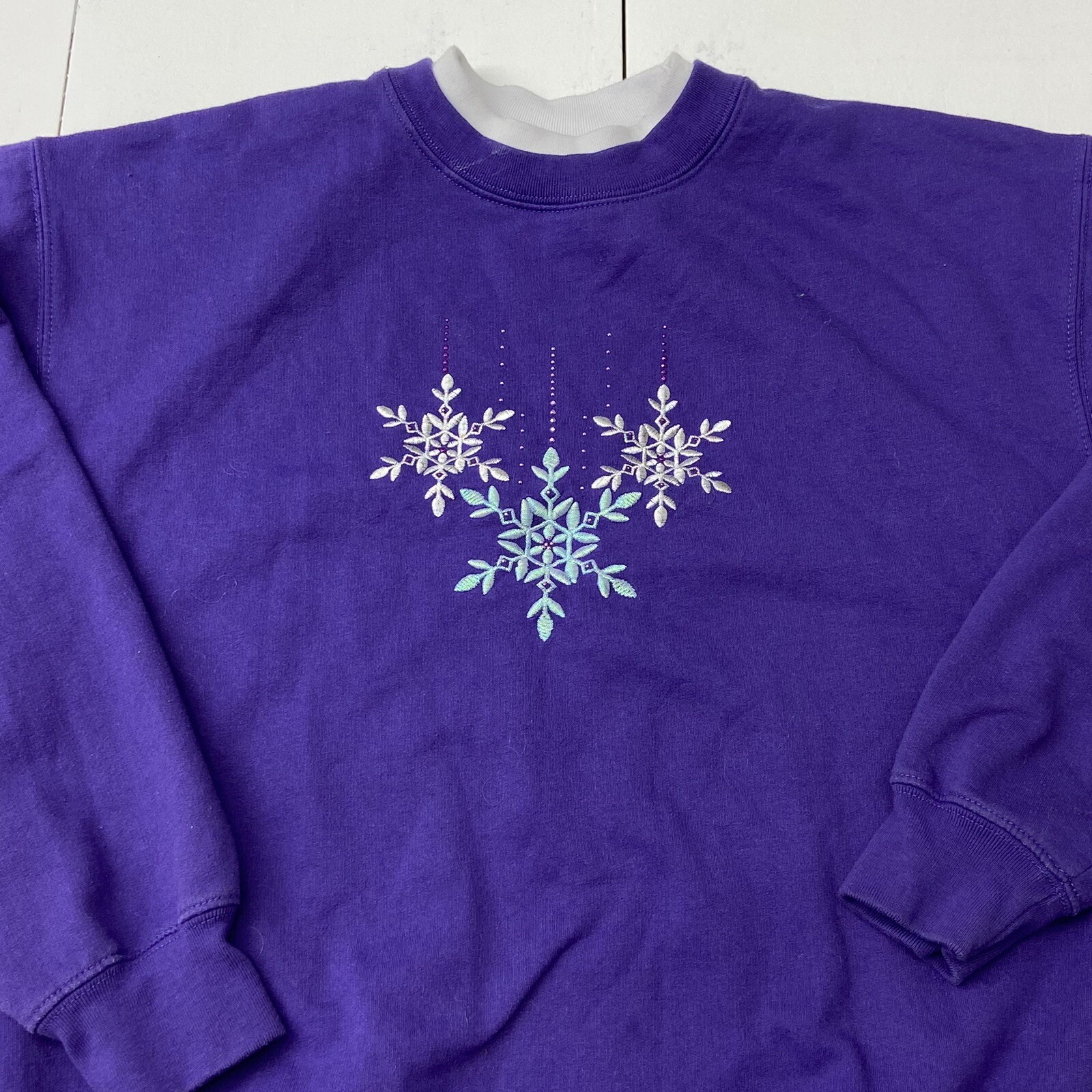 Vintage M&C Sportswear Purple Christmas Holiday Sweater Snowflakes Women Size M