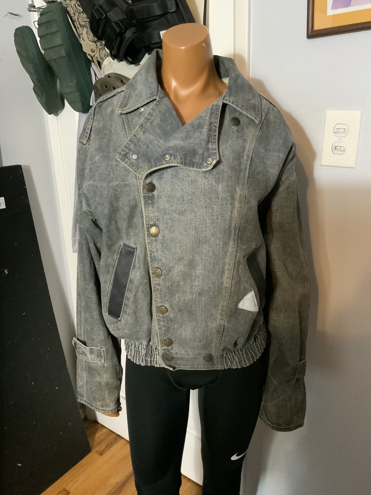 Vintage 80s Jou Jou Denim Motorcycle Biker Retro Women’s Jean Jacket Sz. M