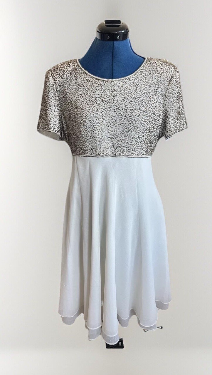 Vintage Laurence Kazar Beaded Fit And Flare Party Cocktail Bodice Party Dress M