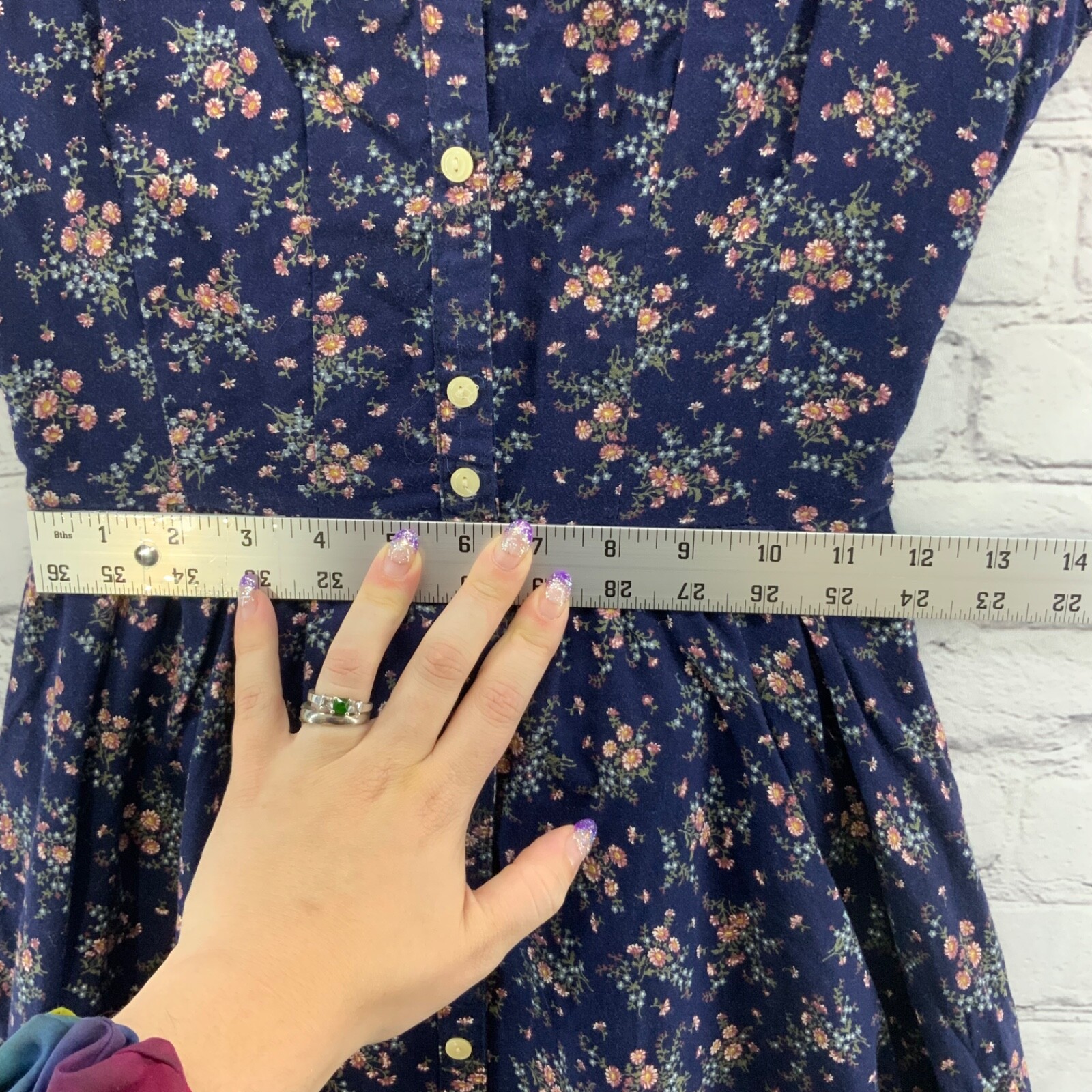 Gunne Sax Dress Vtg 70’s Prairie Cottagecore Blue Floral Romantic Lace XS Jr 5