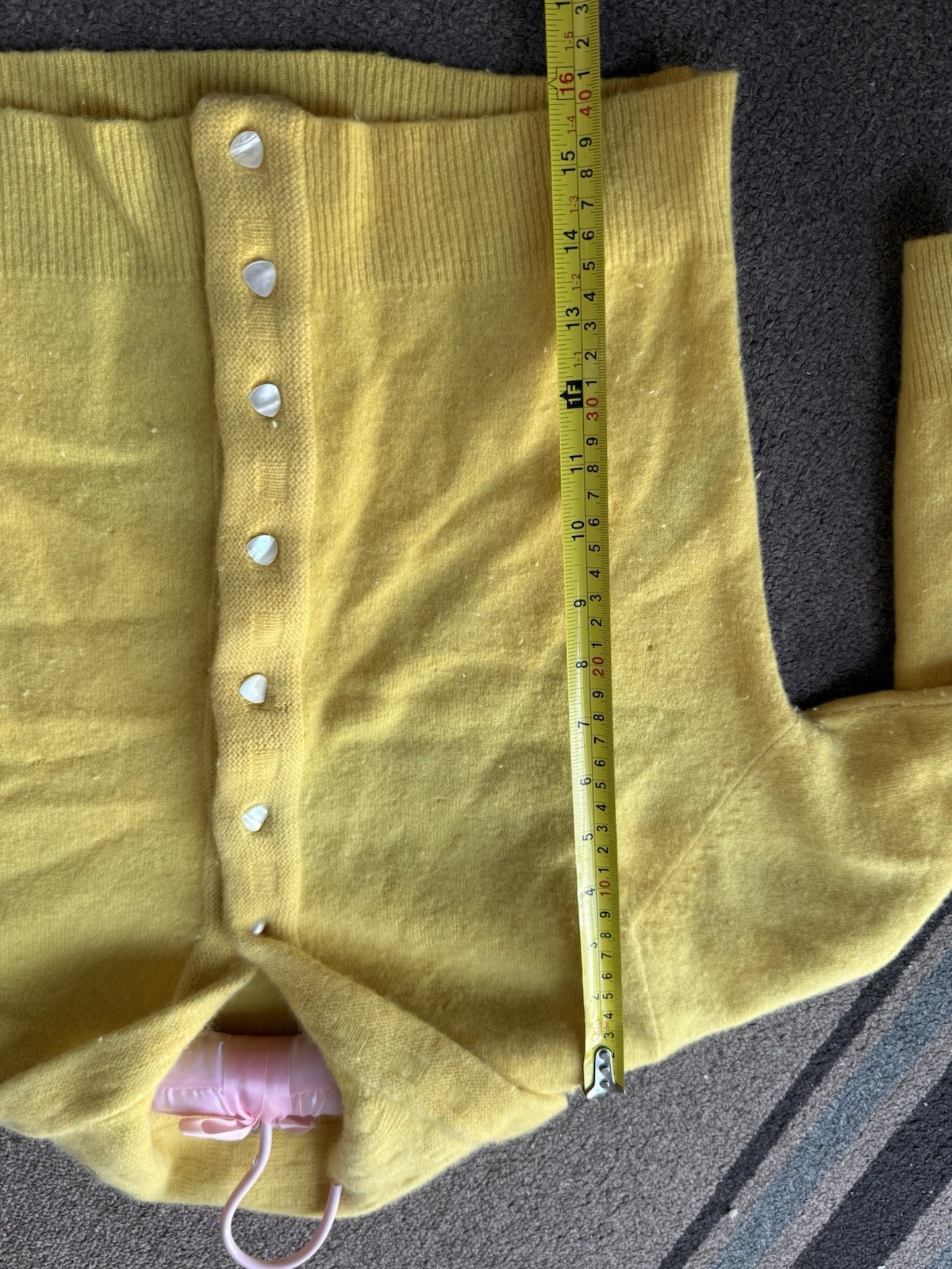 Vintage 1940s 1950s Wool Cardigan Sweater Button Up Rockabilly Womens Yellow