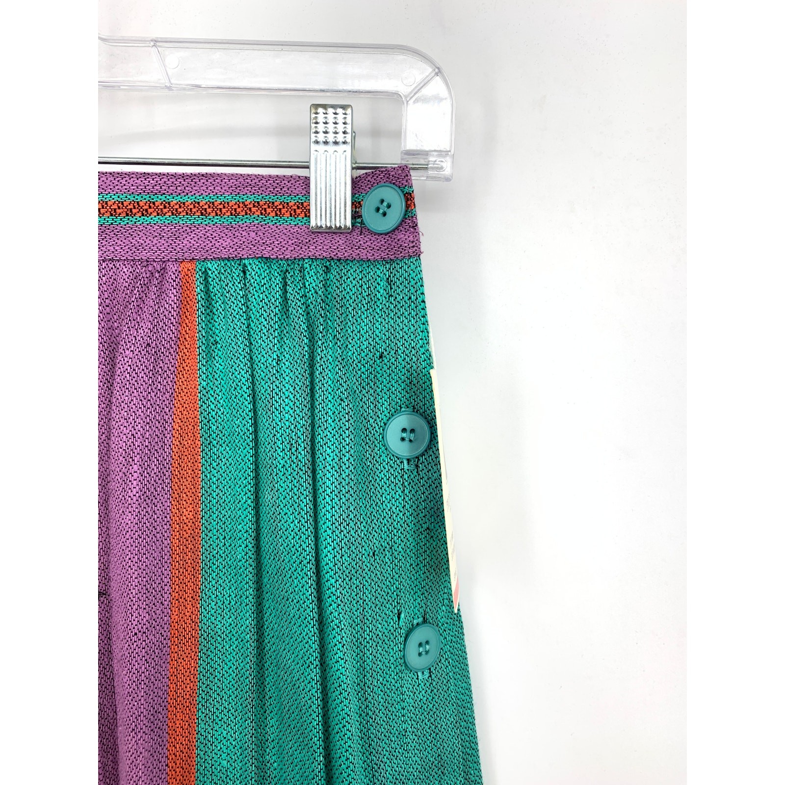 VTG 80s Prophecy Midi Skirt Womens XS Multicolor Purple Green Red Linen Blend
