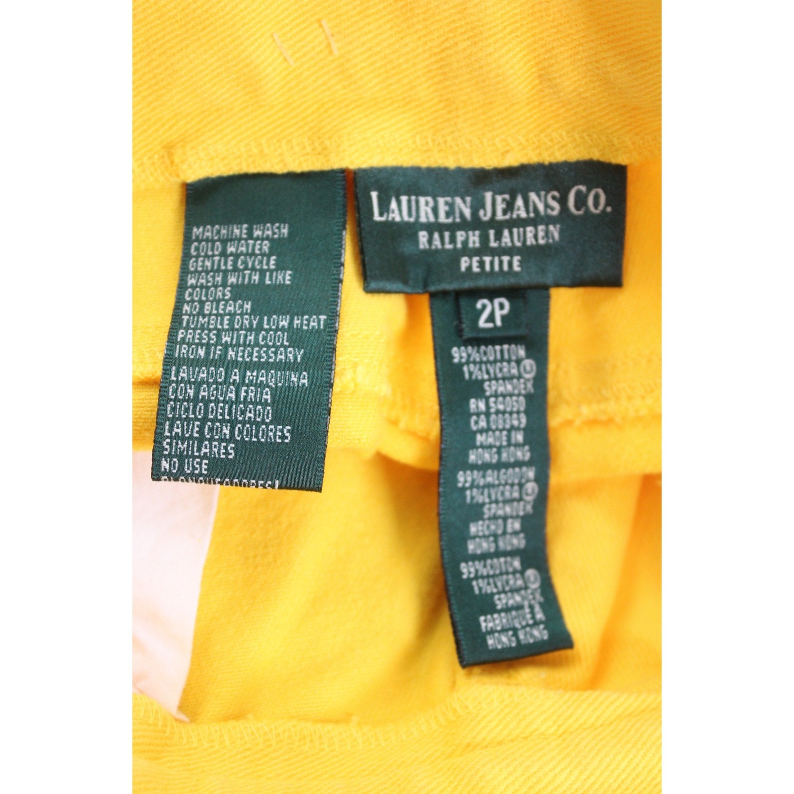 Vtg NWT Lauren Ralph Lauren 2P Yellow Jeans Classic Fit High Rise Stretch Denim