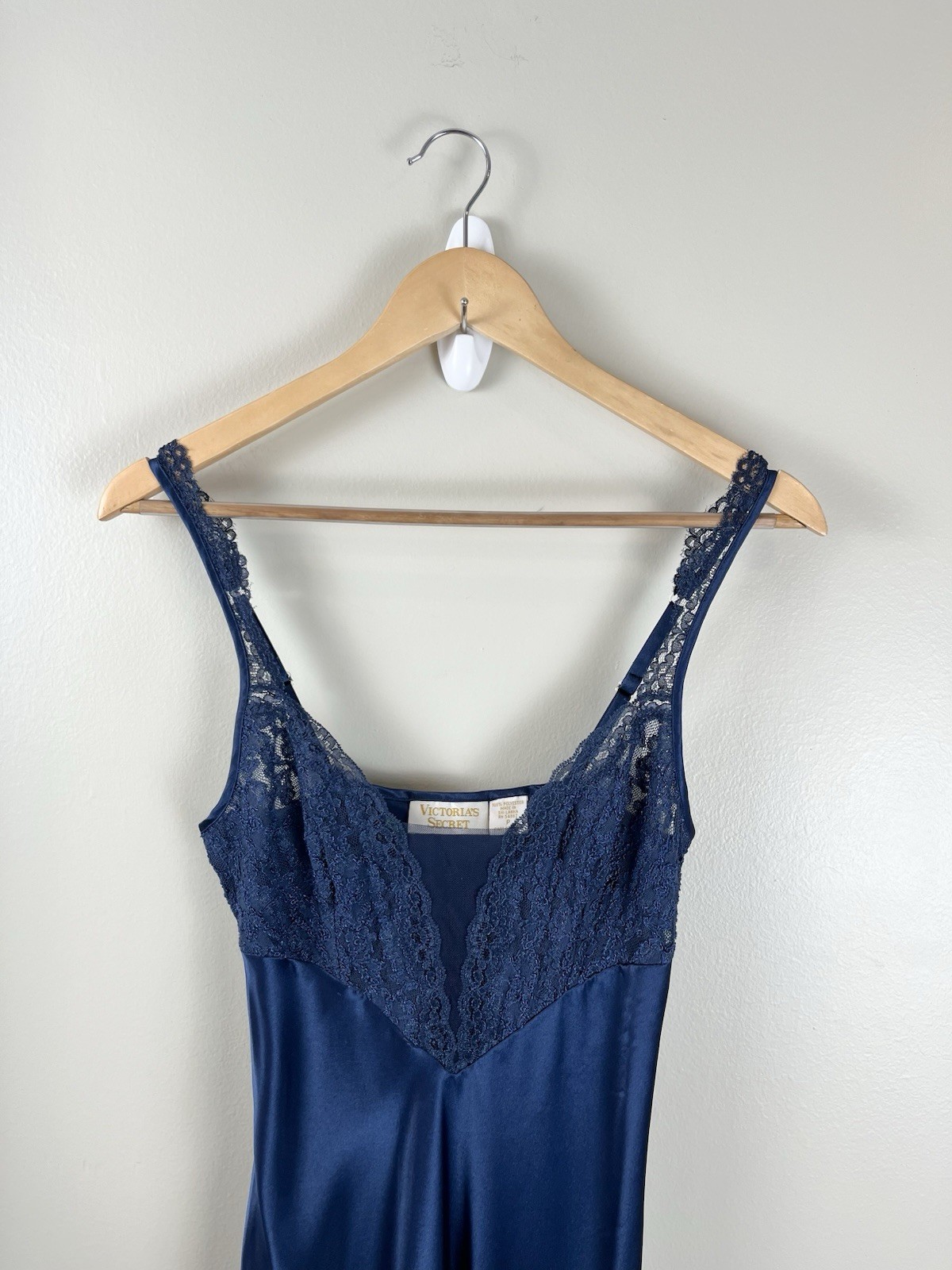 Victoria’s Secret Vtg Gold Label Slip Dress Women’s Blue Maxi Length Lace Sz Sm