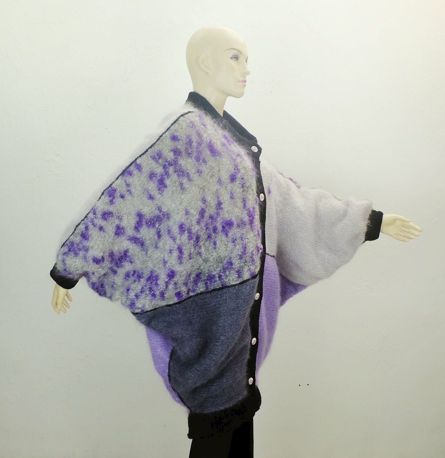 Cardigan oversized cardigan 80s vintage mohair batwing sleeves size 38/40