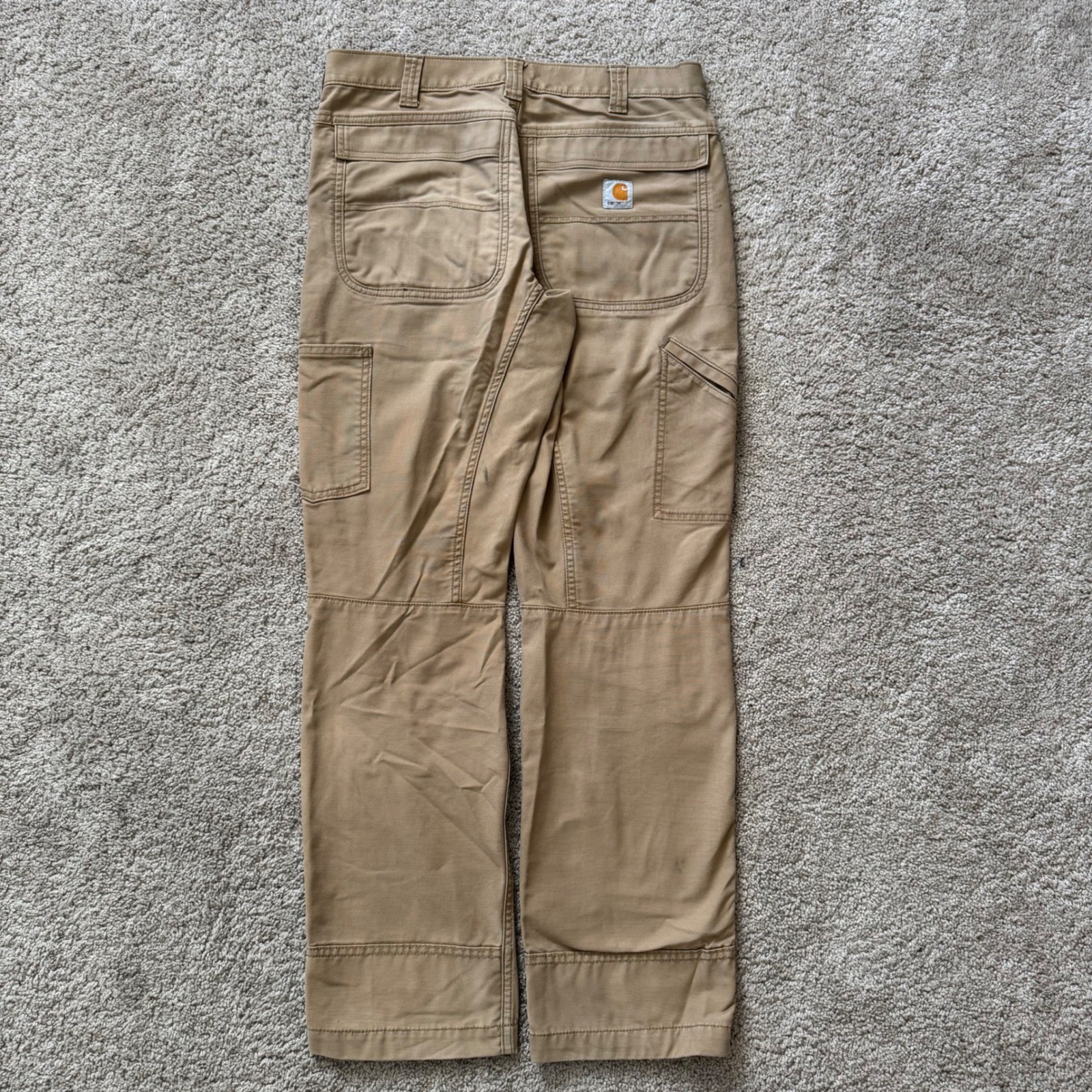 VINTAGE CARHARTT FULL SWING RELAXED FIT CARGO CARPENTER GRAY WORK PANTS / 33X31