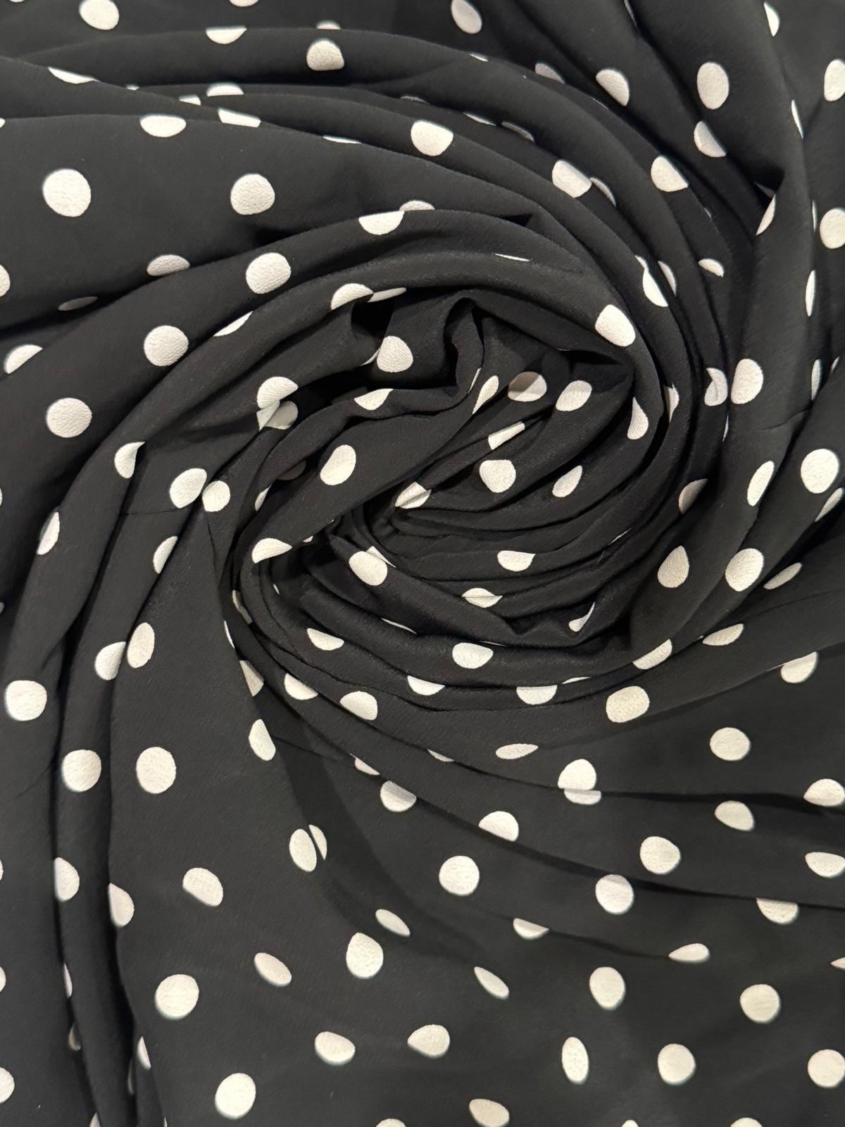 VTG Tan Jay Women’s Black & White Polka Dots Elastic Waist Midi Flowy Skirt 14