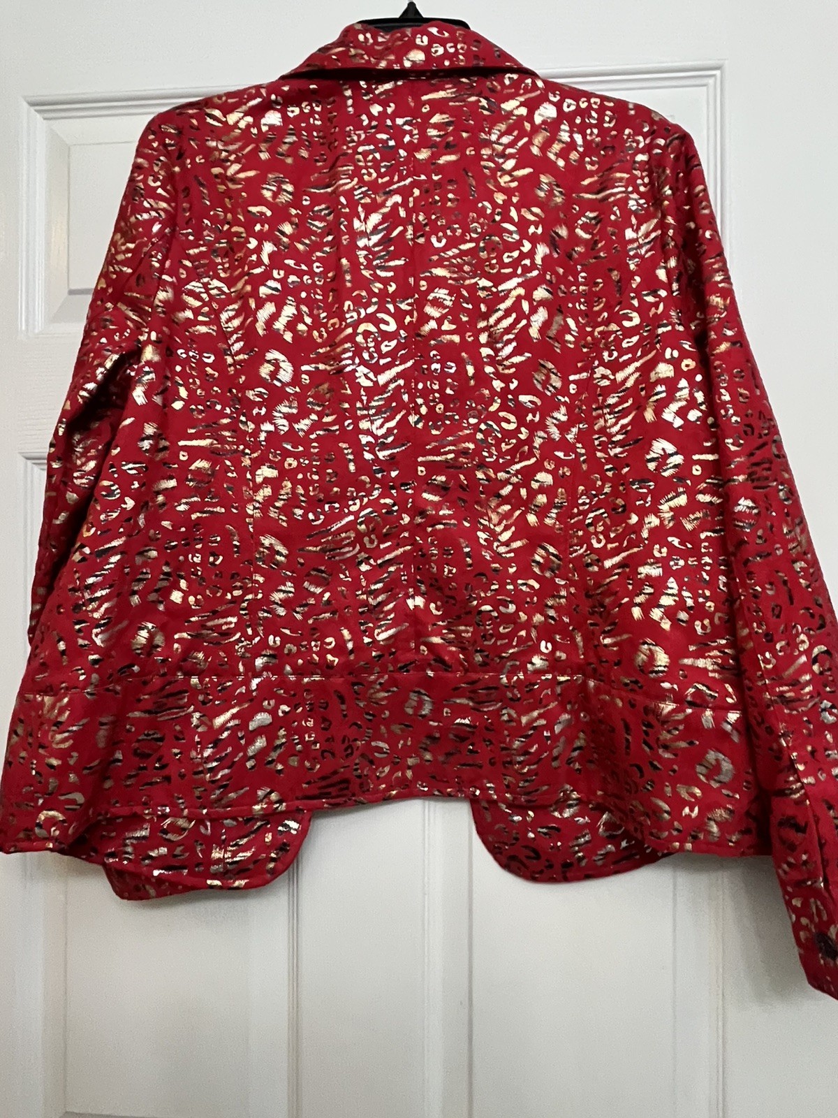 Vintage Birch Hill Red w/ gold Spots Blazer Jacket Sz large Unique well made