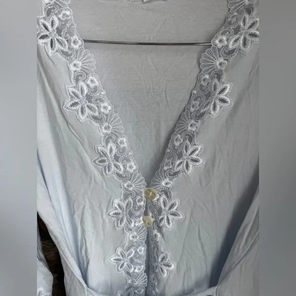 Vintage Maria Scotto WHITE cotton/modal lace embroidered robe XL made in ITALY