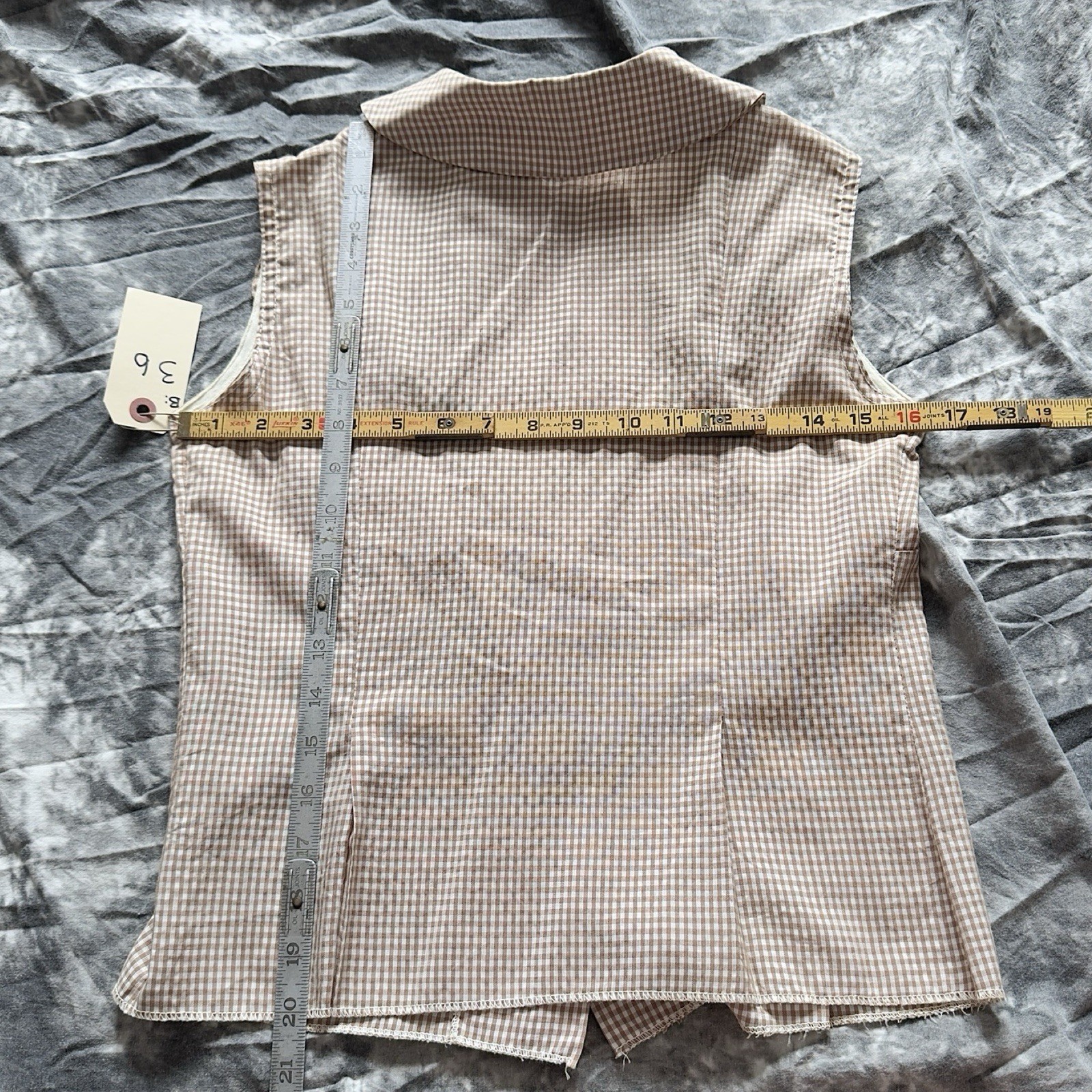 1950s Gingham Sleeveless Blouse Peter Pan Collar Vintage Movie Sony Studios