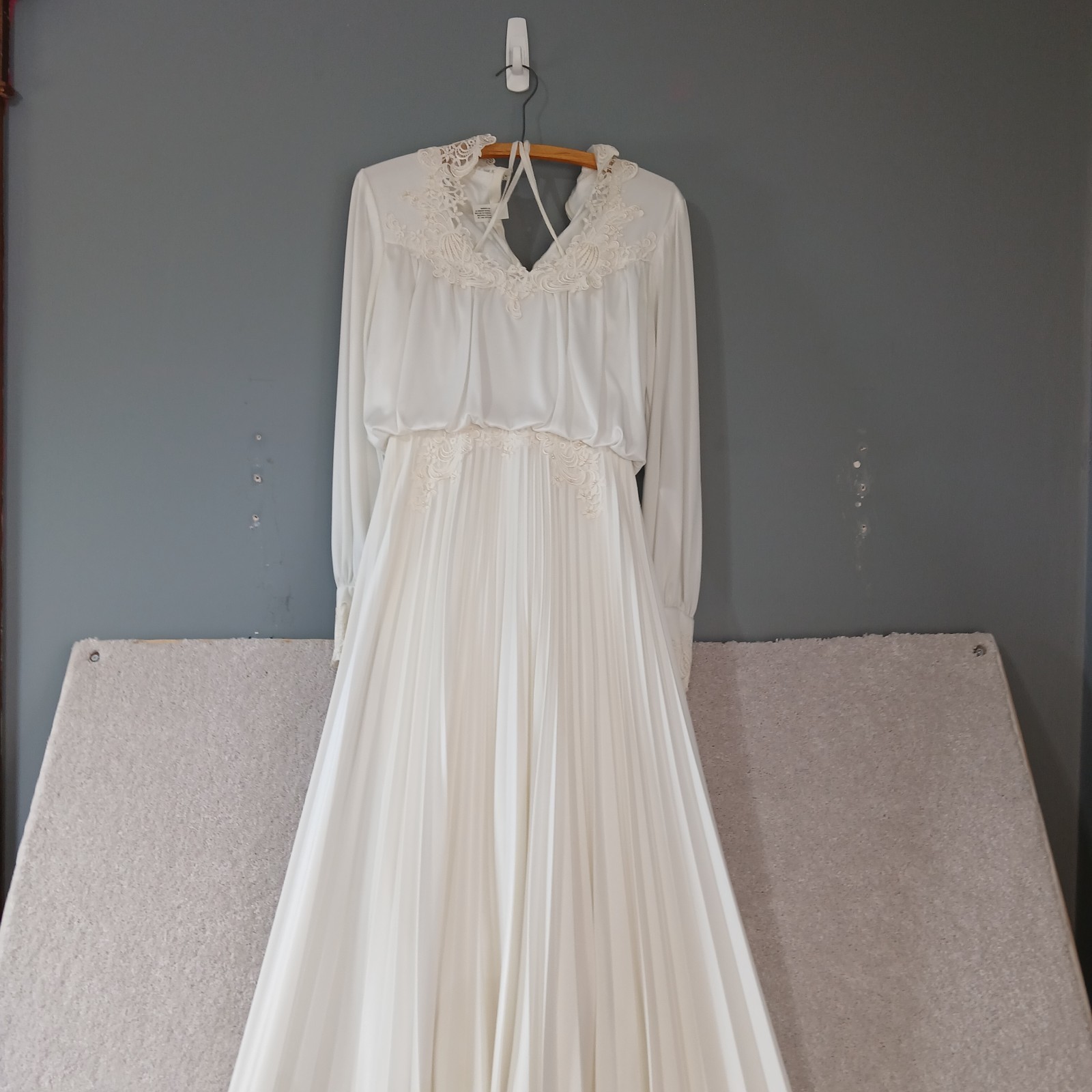 JCPenney Fashions Vintage Wedding Dress Train Long Sleeve Blouson Union Tag Sz10