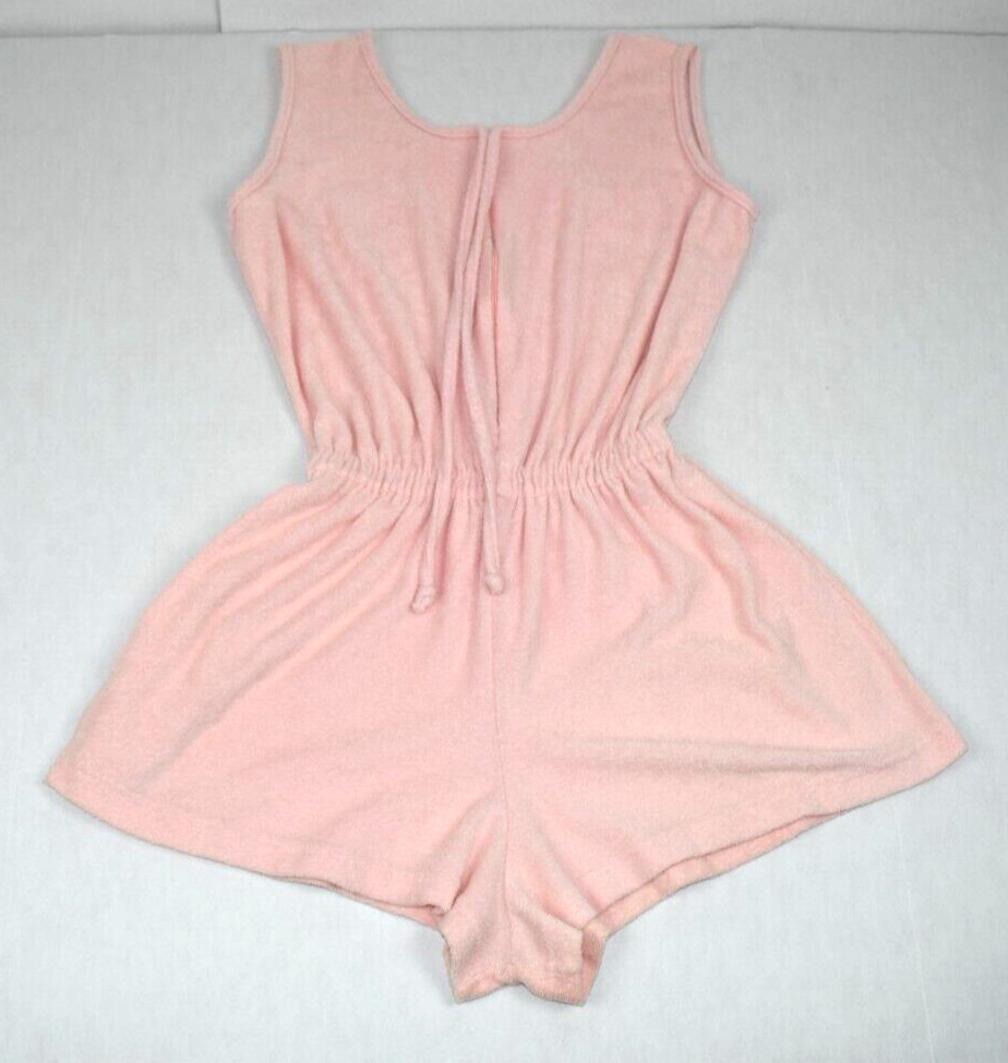 Vintage Pool Cover Jumper Granada Size S/M 80s Pale Pink Terrycloth Front Zip