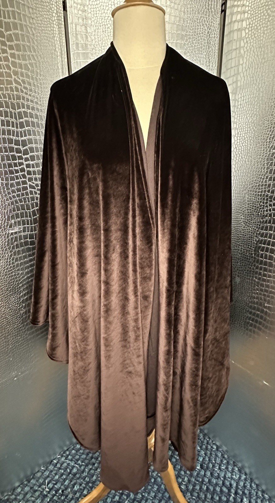 A Brod Vintage Chocolate Brown Velvety Cape
