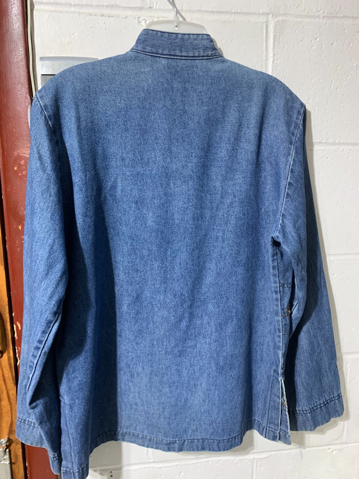 Saint Germain Paris Vintage Blue Denim Jean Jacket Women Large EVC Shacket Shirt