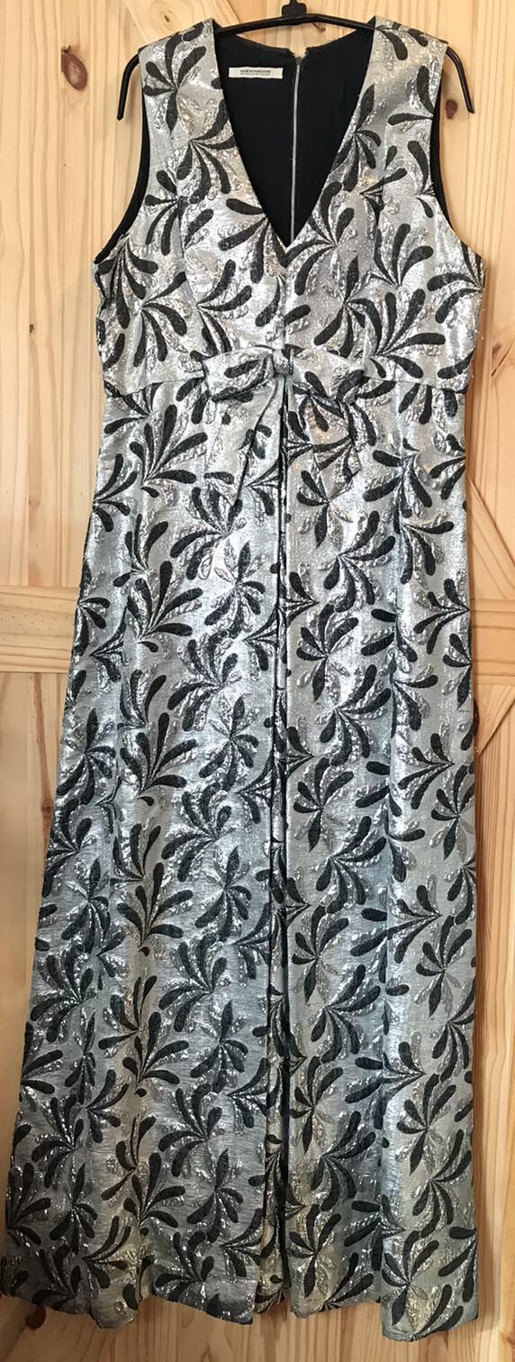 Kent Originals LTD British Crown Colony Hong Kong Silver Black Long Dress Sz 16