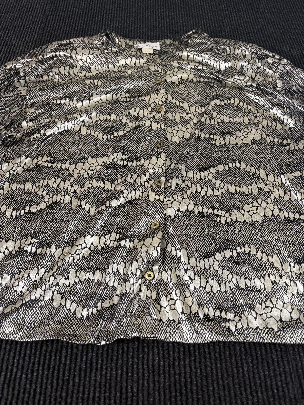 Vtg Jeri Marque Button Up Blouse Womens Sz Lg Abstract Retro