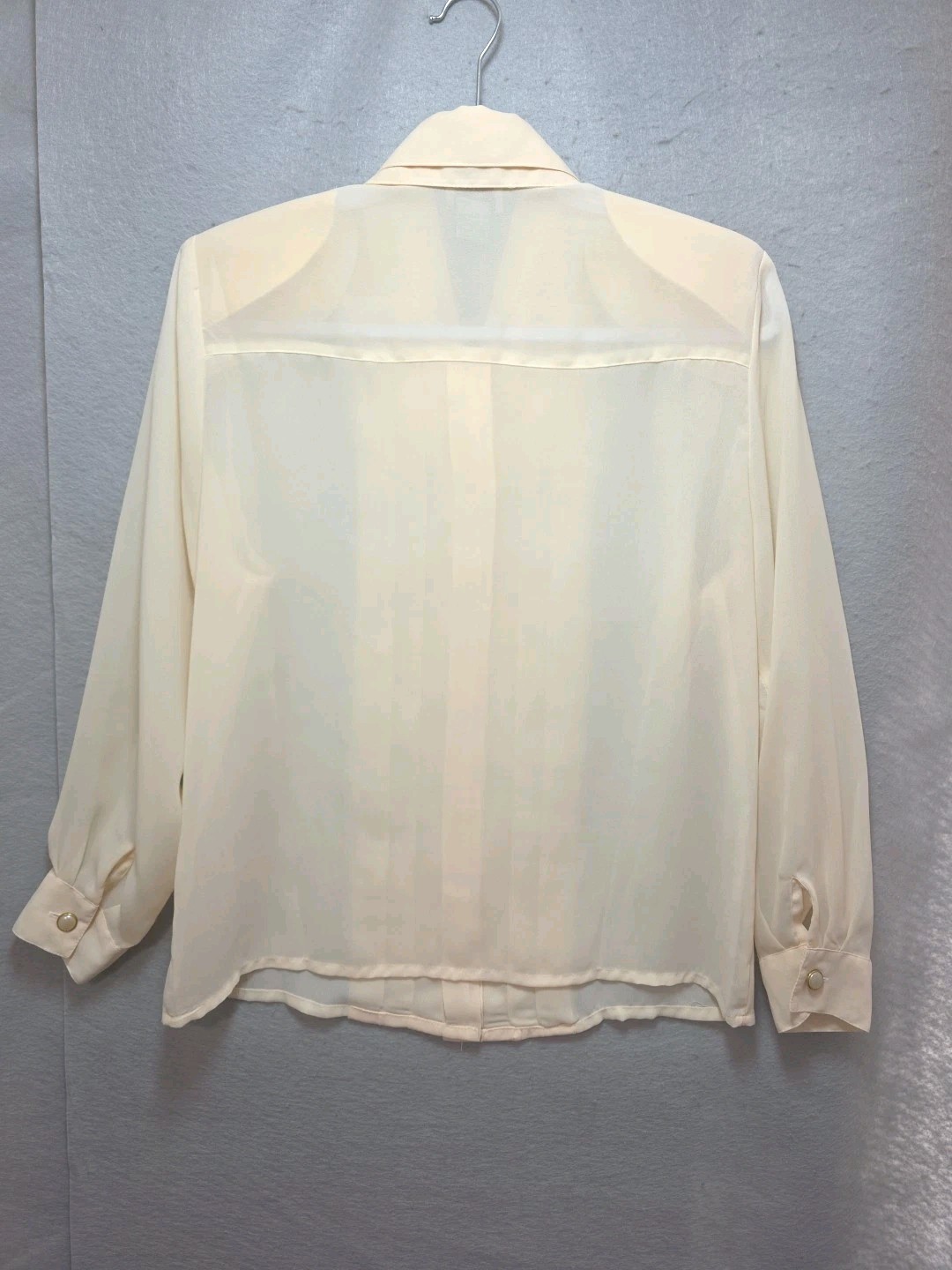Vtg Hasting and Smith Sheer Blouse Womens 10P Secretary Pearls Yellow Proper 80s