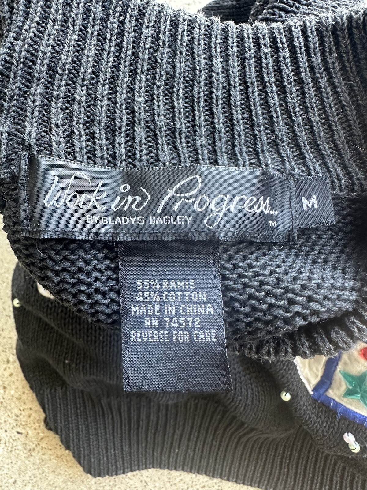 Vintage Work in Progress Gladys Bagley Ugly Christmas Embellished Sweater Size M