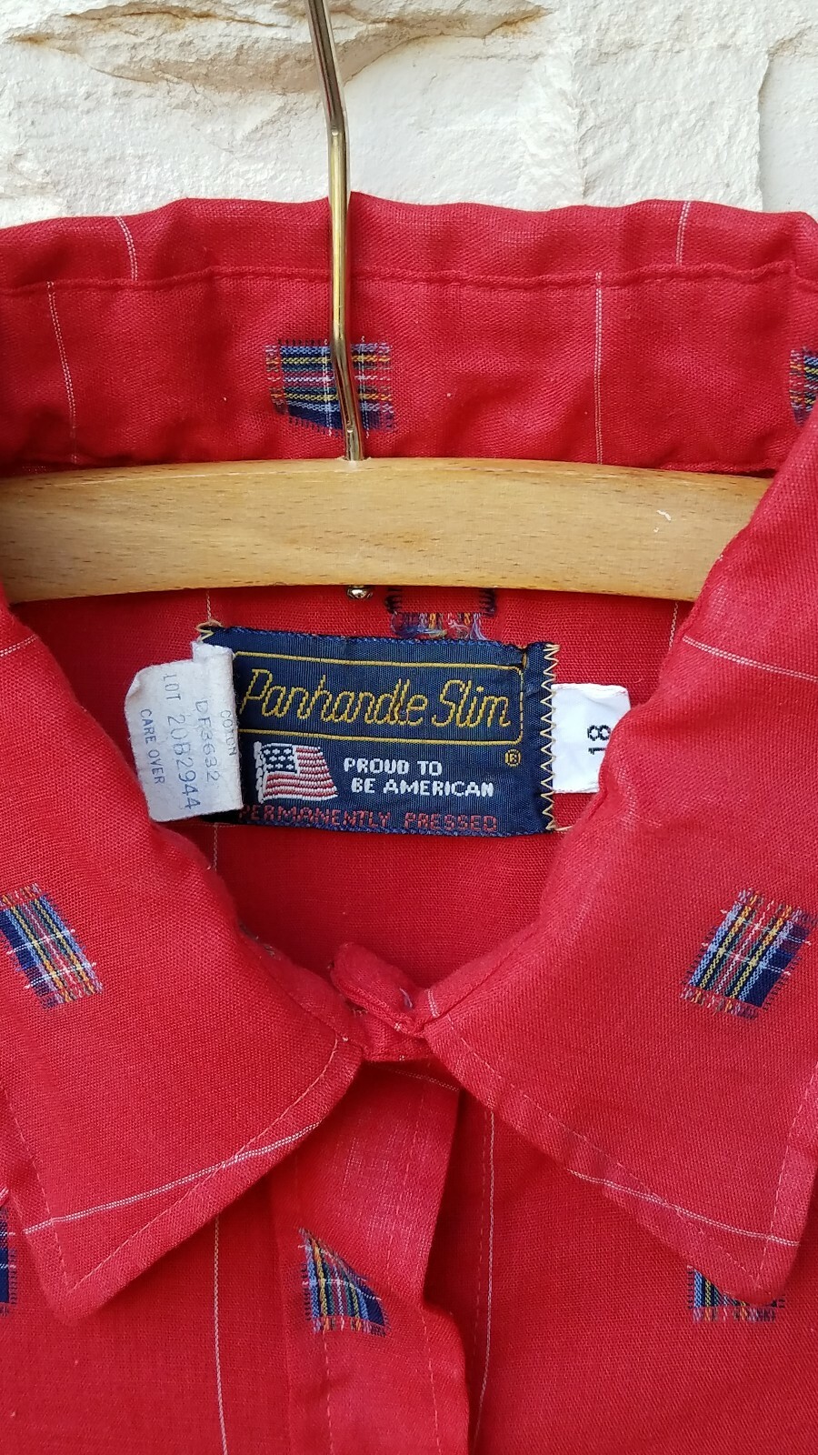 Vintage PANHANDLE SLIM Red Western Shirt Polycotton USA Size L
