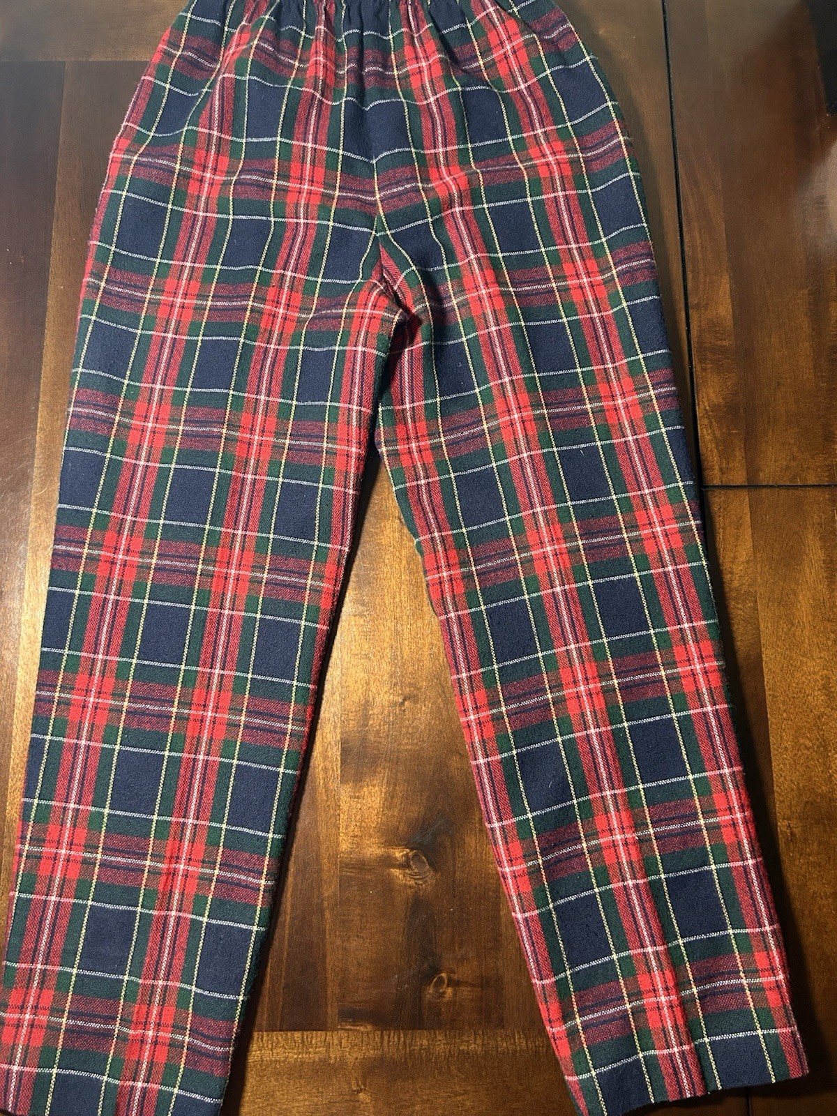 Vintage Appleseed’s Red Green Navy Tartan Plaid Wool Blend Pants Size 10 Lined