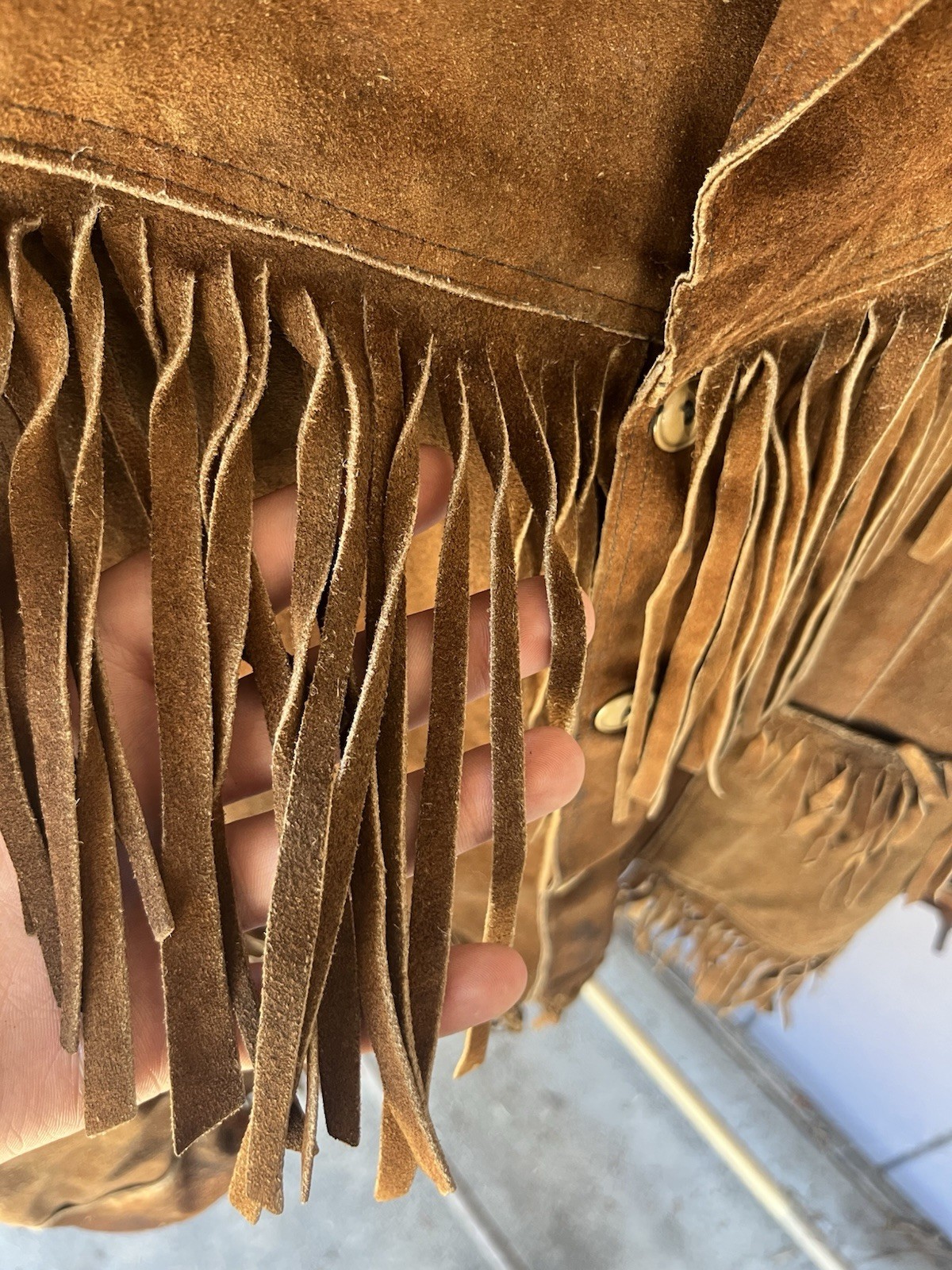 Southwestern Brown Warm Leather Suede Fringed Western Wear Cowboy Jacket Coat