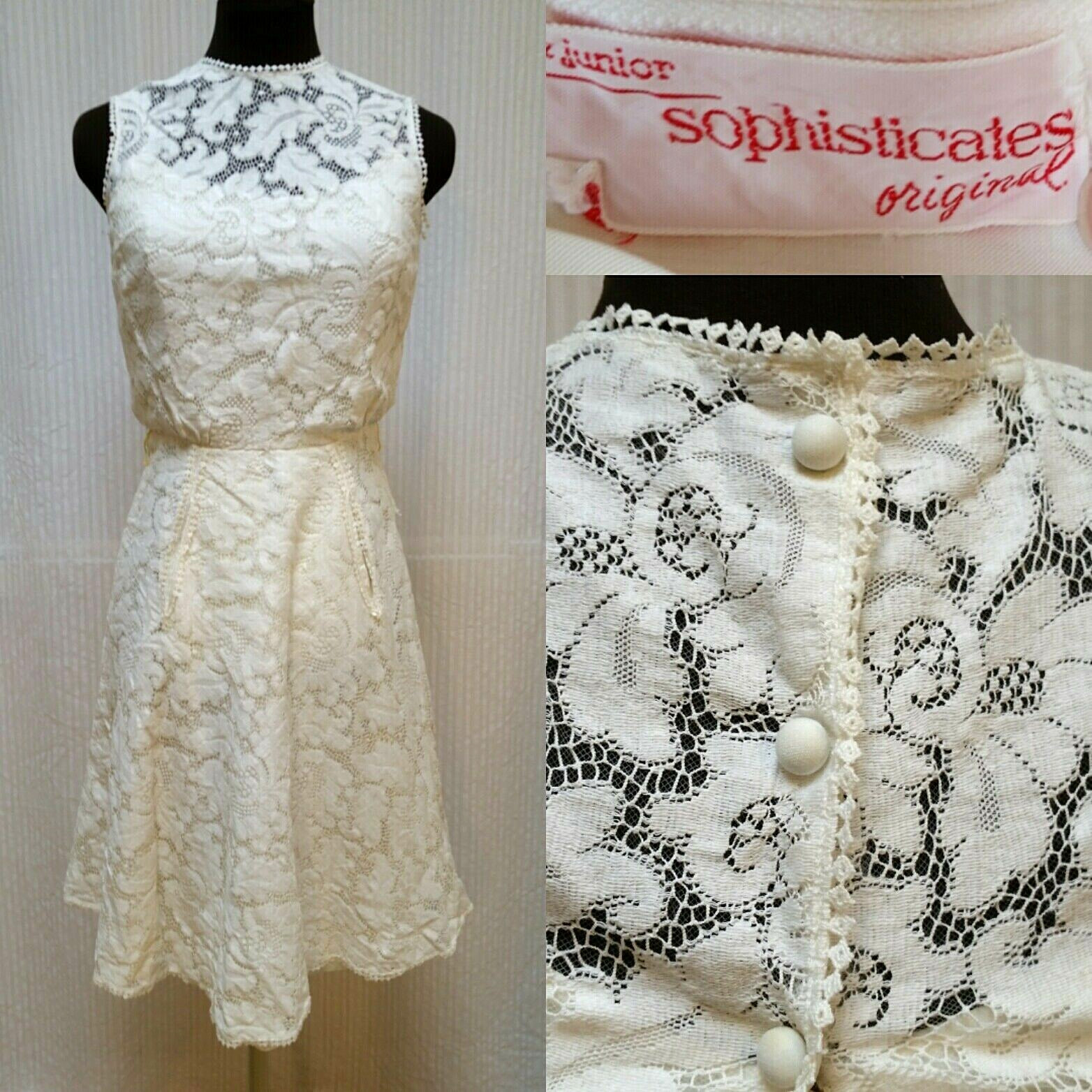 Vintage JUNIOR SOPHISTICATES ORIGINAL WHITE LACE DRESS – Size XXS