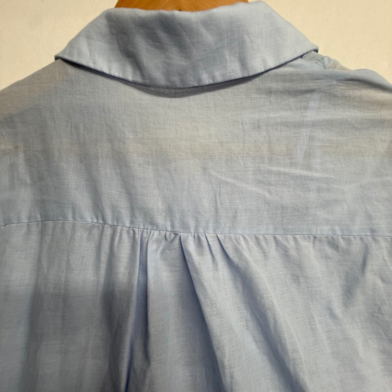 Zara Womens S Blue Eyelet Embroidered Tiered Shirt Dress Long Sleeve Cutwork