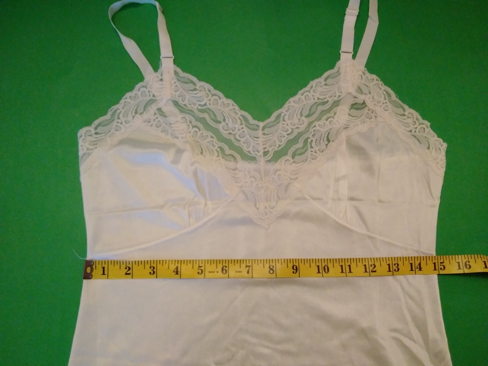 Vintage Full Slip Dress Chemise European SZ S-M Cream Ivory w/ Lace Trim