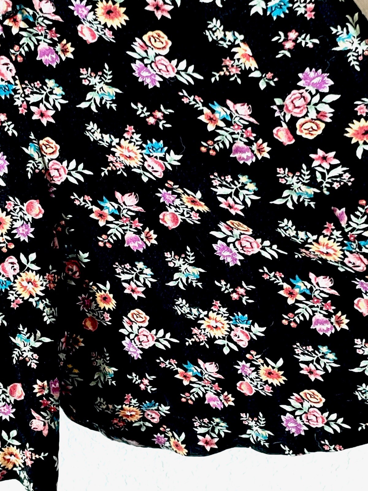 Vintage 90’s Betsy Lauren Black Floral Rayon Jumper Dress Size L
