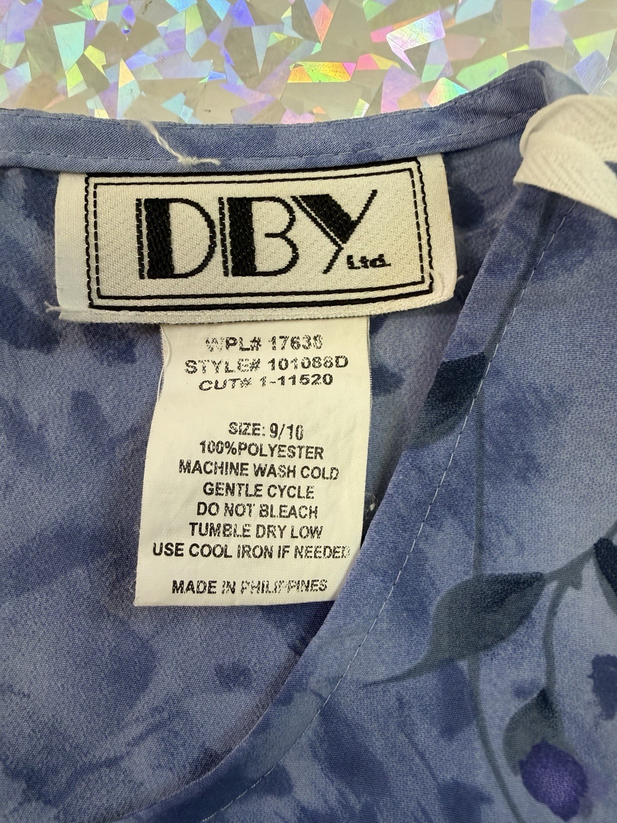 Vintage DBY Floral 90s Y2K Slip Dress 9/10 Blue Tie Back Whimsigoth Fairy Grunge