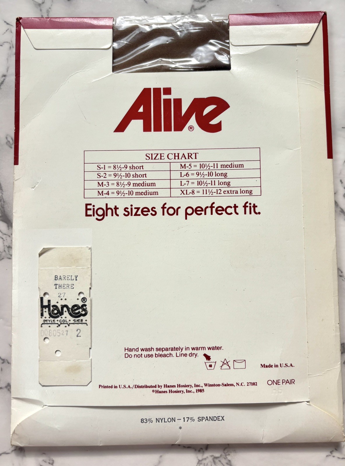 1PR VINTAGE HANES ALIVE RHT SUPPORT SHEER NYLON STOCKINGS 9 1/2-10 Barely There