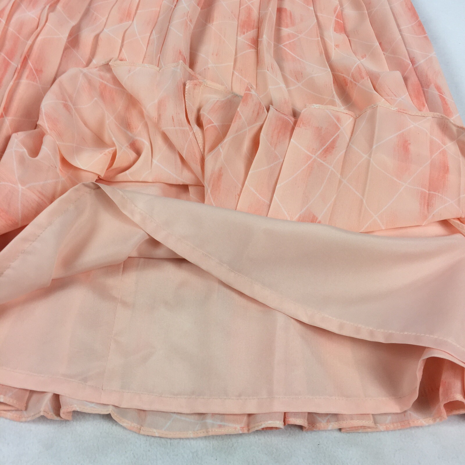Vintage 1980s Rouie Blouson Smock Dress with Belt Size 12 Peach Chiffon Modest L
