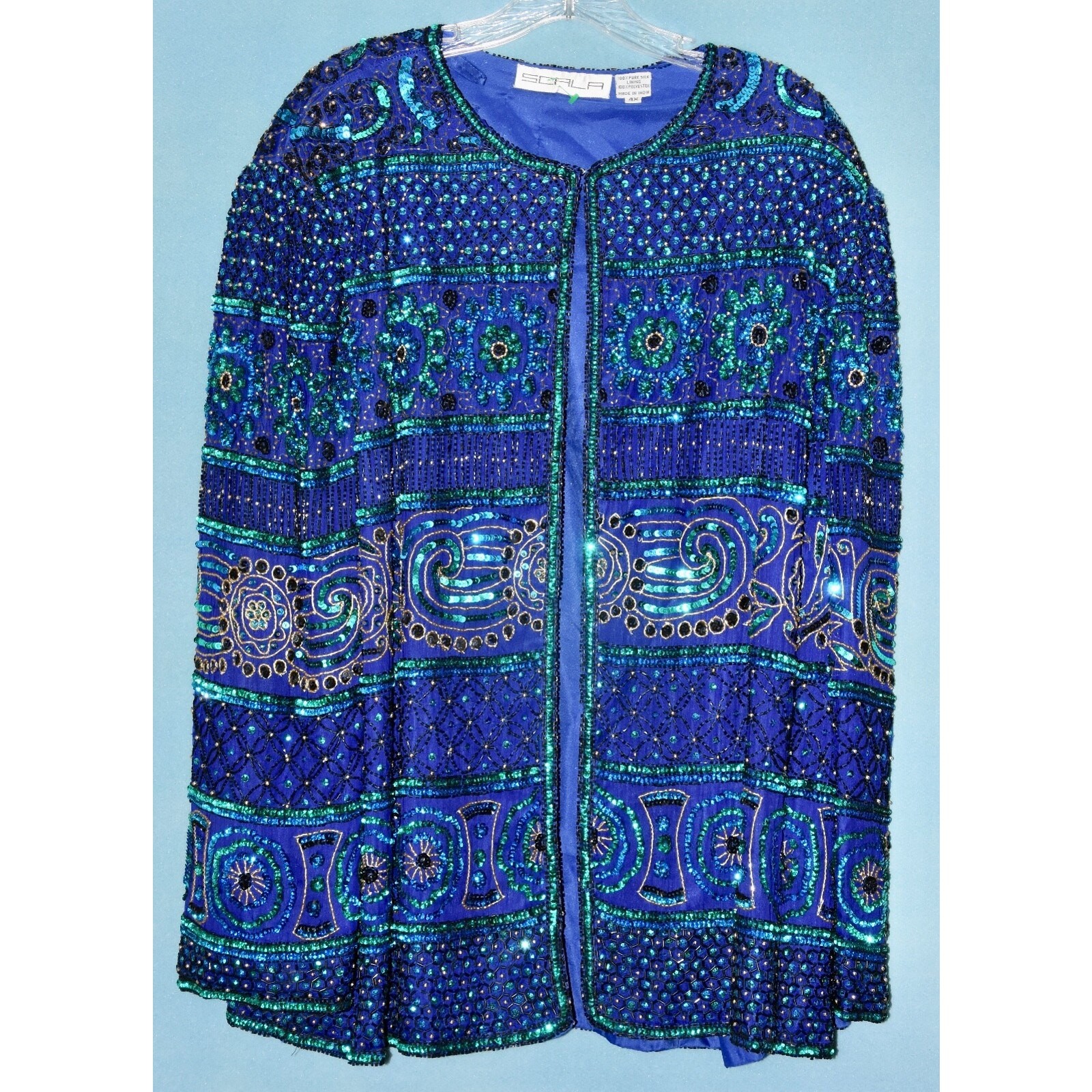 SCALA Designer Hollywood HEAVY BEADED SEQUINED Jacket Blazer Cardigan 4X