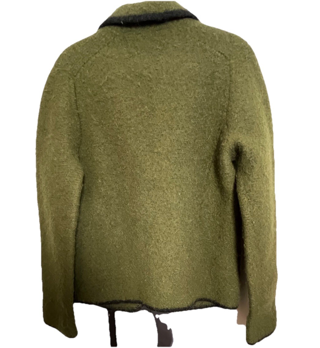 True VNTG Orig LANZ SALZBURG Boiled Wool Army Green 4 Button Jacket Austria S/M