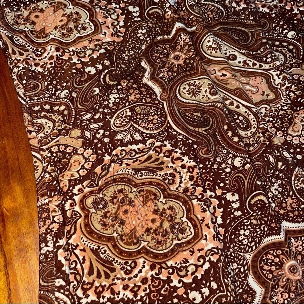 Vintage Made in USA Brown Paisley Babydoll Empire Top with Sparkle