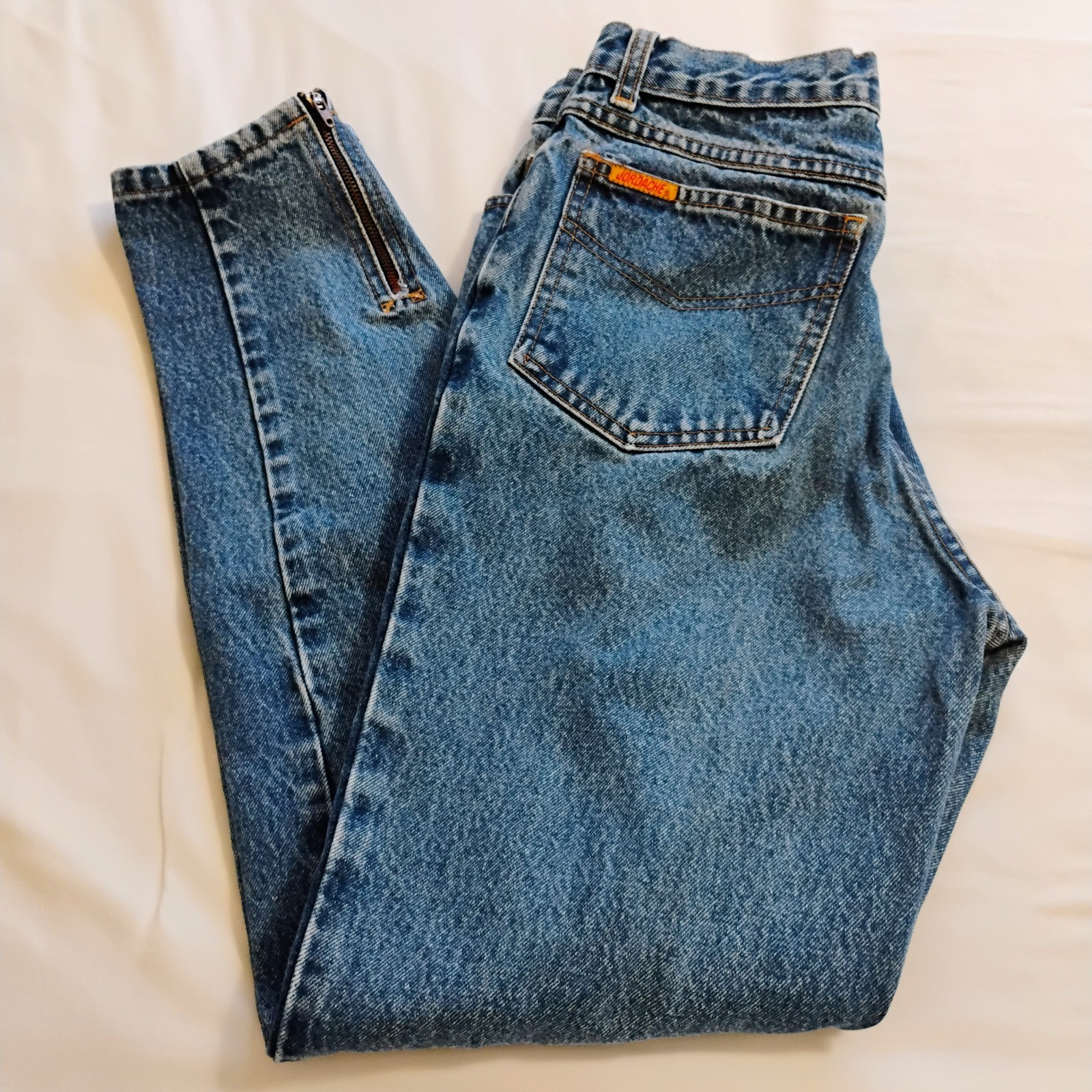 Vintage 80s Jordache High Waist Jeans Ankle Zippers 25 Waist 27 Inseam