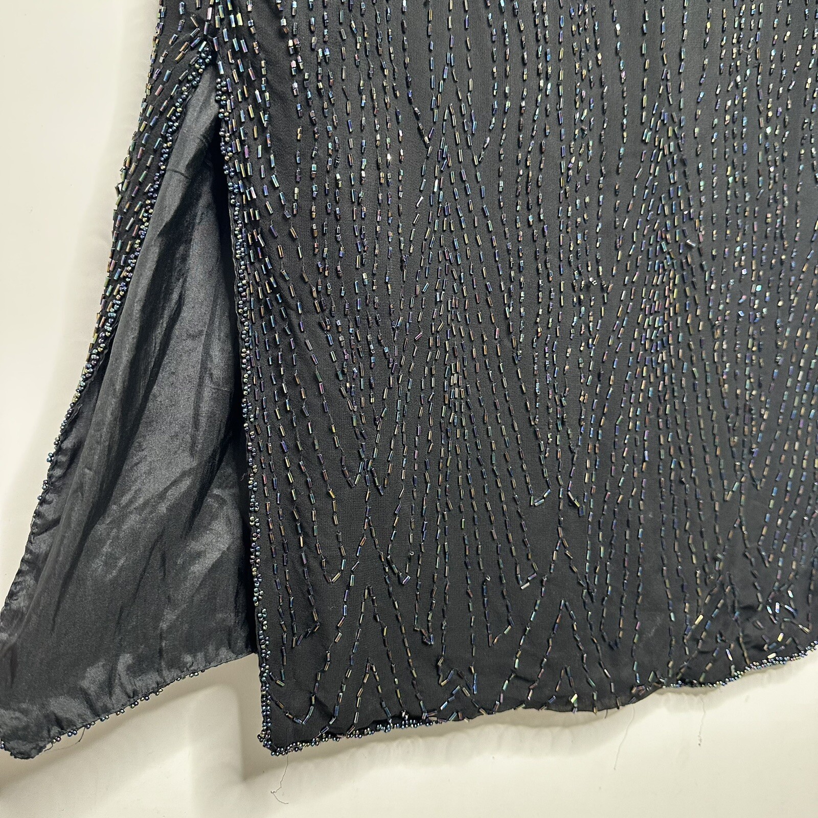 Greg Adams Vintage 80’s Pure Silk Sequin Beaded Flapper Style Party Dress M