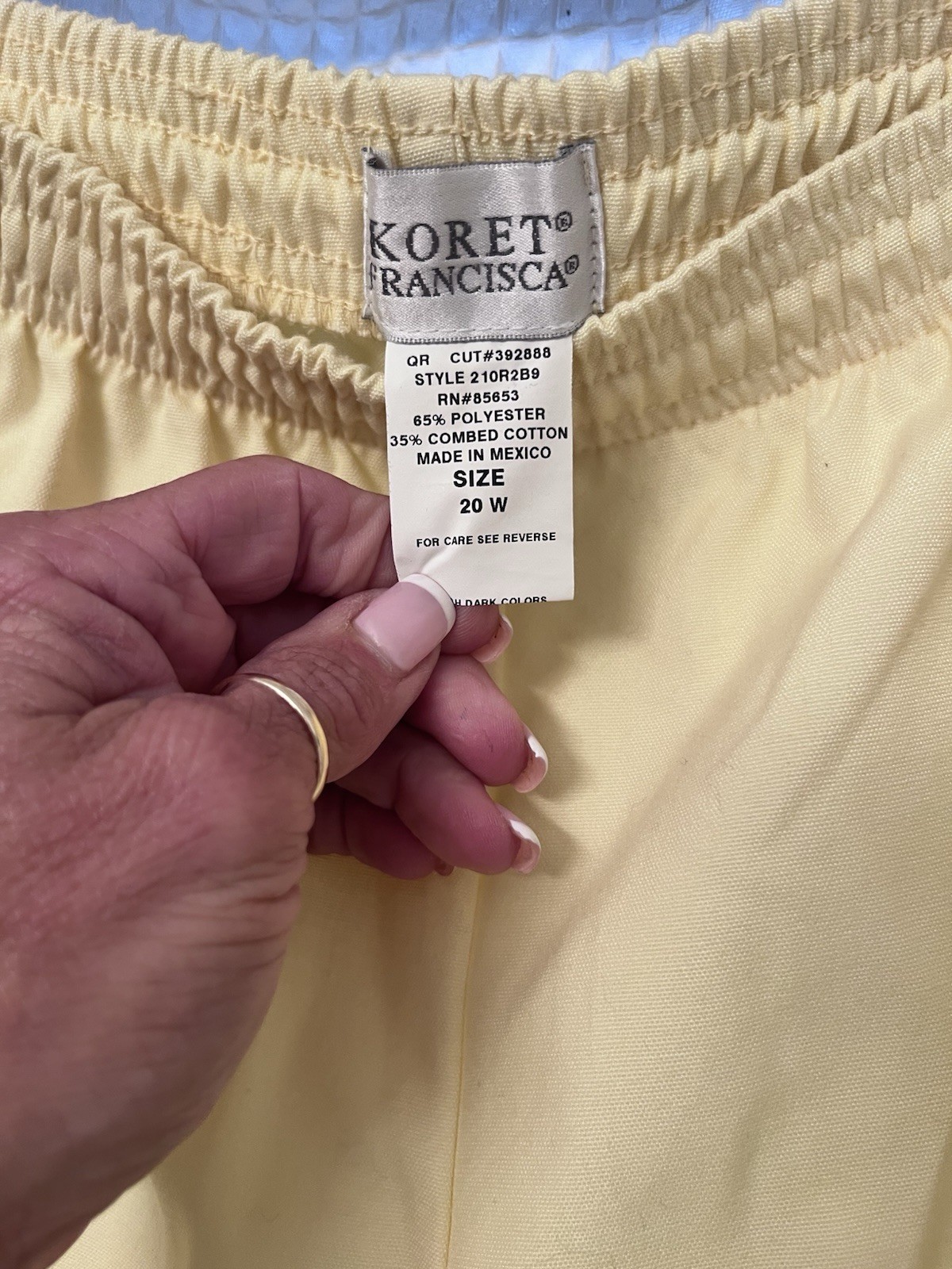 Koret Francesca Vintage 20W Bright Yellow Pull On Pants Elastic Waist Wide Leg