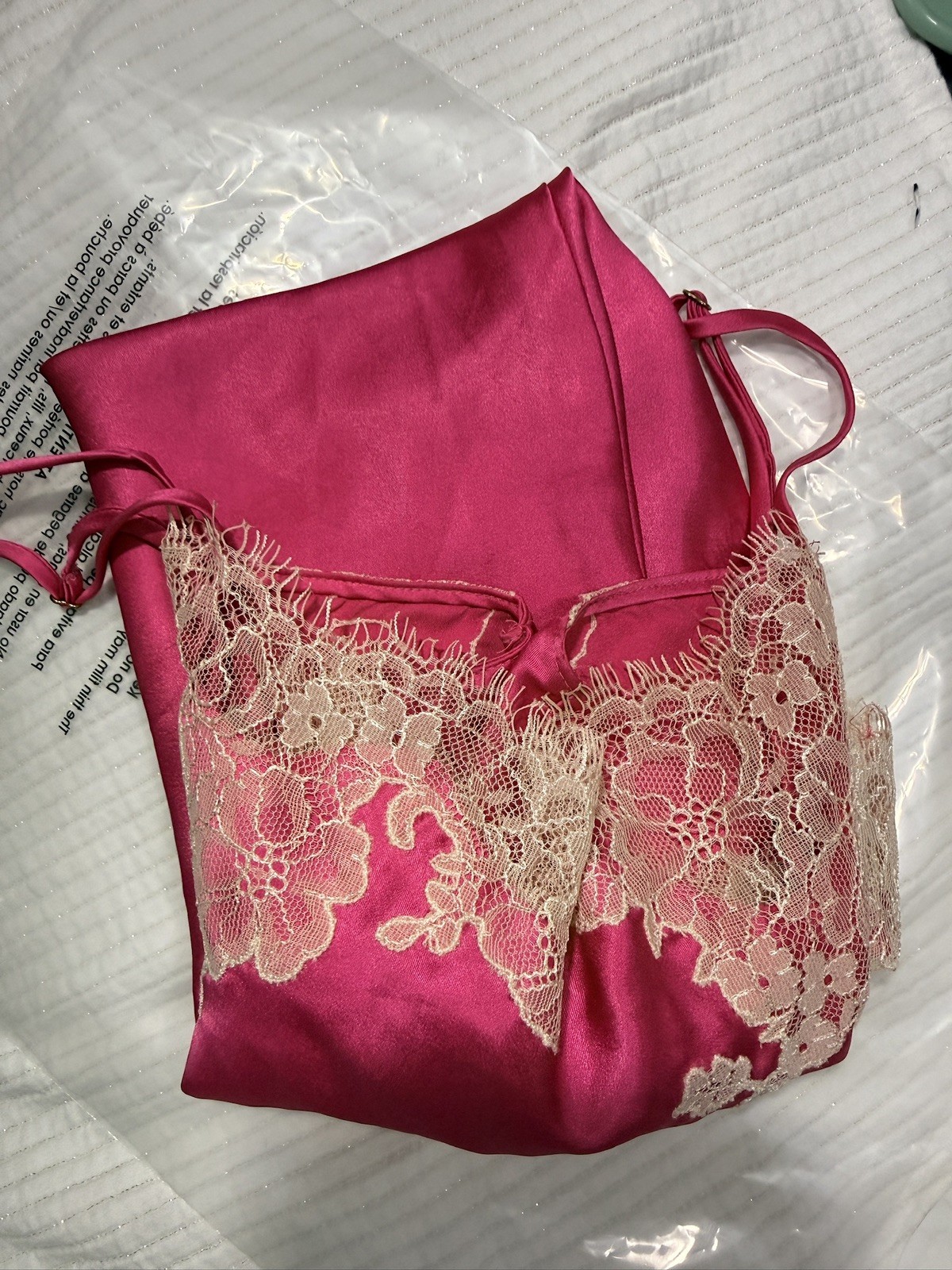 Y2K Victoria’s Secret Satin Slip Dress Pink Lace Chemise M Dainty Fairy