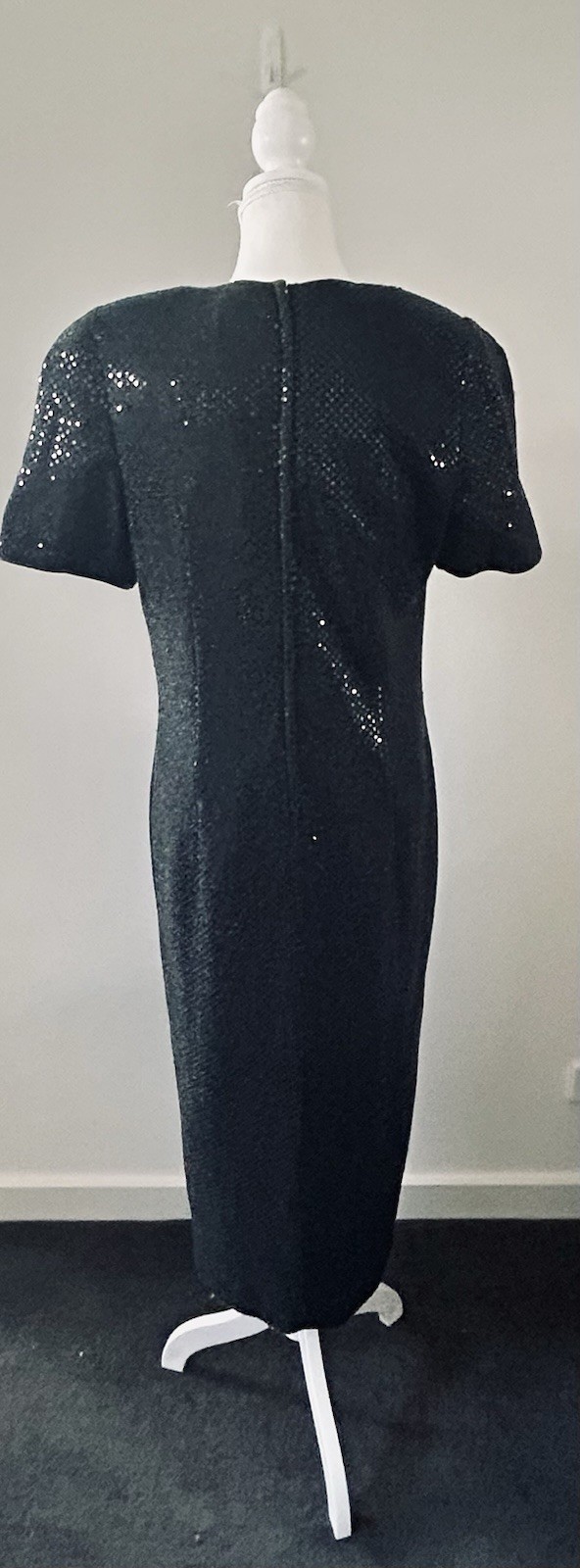 Keri Craig Dress Black Size 10-12 AU&UK/6-8 US Vintage Sequin Midi Front Split