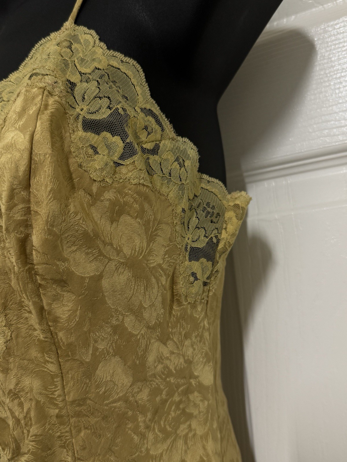 Vintage Gold Label Victorias Secret Blue 100% Silk Jacquard Sexy Teddy Nightie M